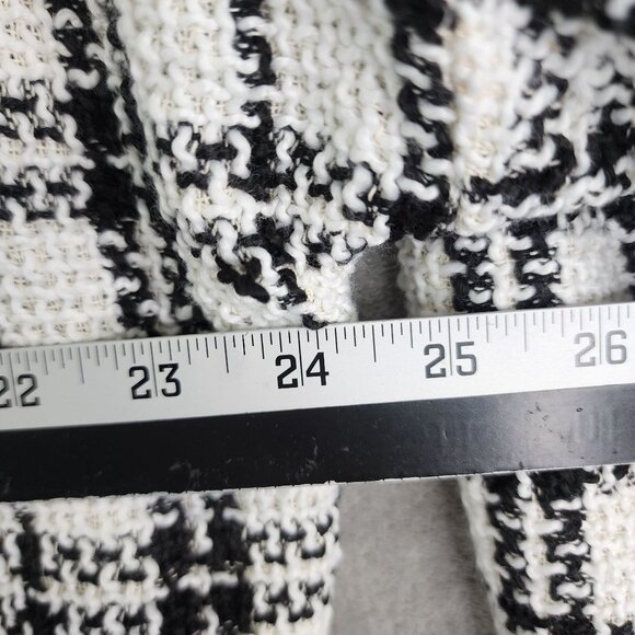Womens Aaron & Amber Plaid Jacket Button Up Black & White 3/4 Sleeve Raw Hem M - Picture 10 of 11